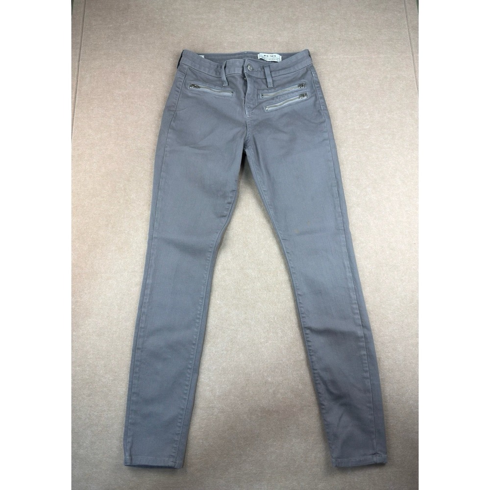 Michelle by Comune Mid Twig Jeans Womens Size 26 Gray Skinny Zip Detail USA Made